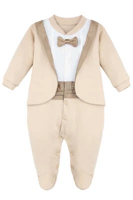 Bebé Niño Footie Conjunto con Pajarita Esmoquin para Vacaciones de Navidad Foto 1 de 4