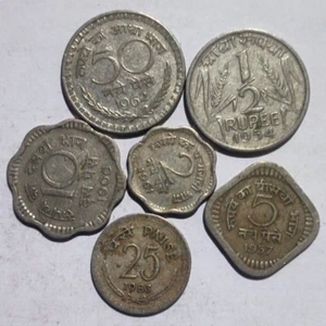 Lote de monedas de cobre y níquel República India - 6 COLECCIÓN DE MONEDAS ANTIGUAS DIFERENTES - Imagen 1 de 3