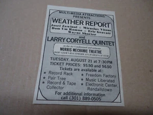 Wetterbericht 1973 Konzertanzeige Mechaniker Theater BALTIMORE MD - Bild 1 von 1
