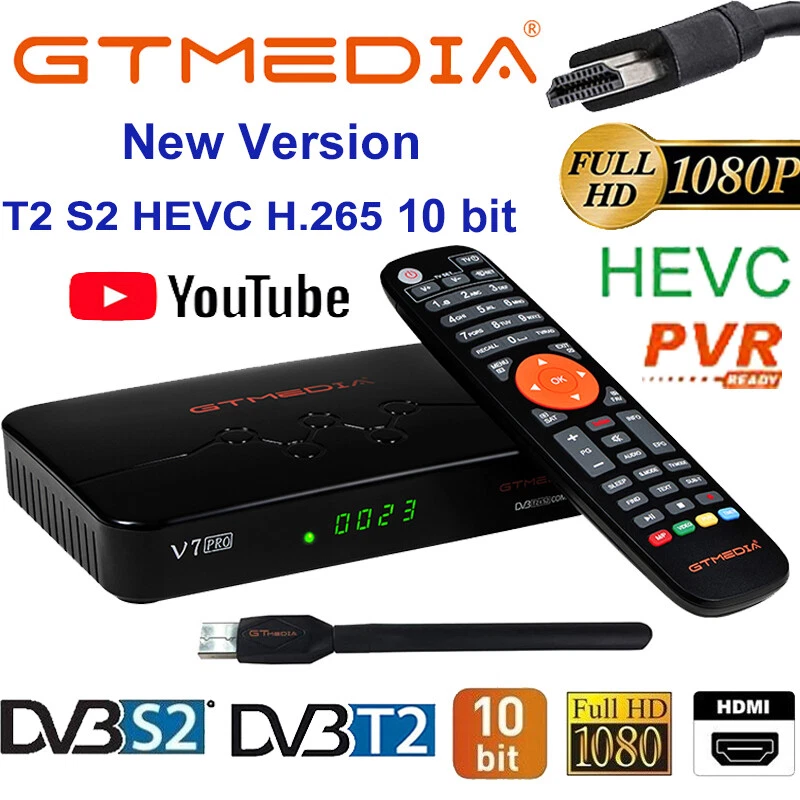 GTMEDIA HD Satellite Receiver DVB-S2/S2X/T2 Sat Terrestrial Set Top Box USB WIFI - Image 1 of 4