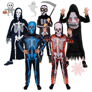 TOP! Skelett Halloween Kostüm Kinder Jungen Zombie Kind Skelettkostüm schwarz