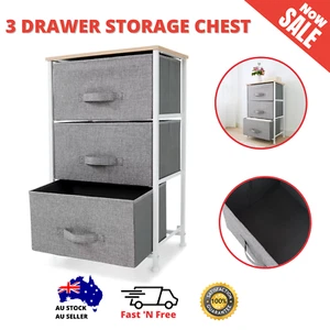 3 Chest of Drawer Tallboy Dresser Clothes Storage Cabinet Tower Grey - Picture 1 of 10