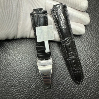 Fits Tudor Pelagos 25500 25600 42mm Black Leather Strap With Silver Buckle 22mm - Image 1 of 4