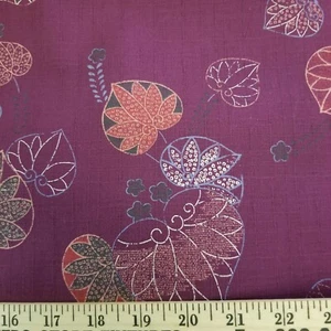 Mulberry Japanese Cotton Dobby Shirting w/ Pretty Sketched Leaves - Picture 1 of 3