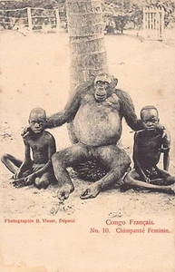 Congo Brazzaville - Chimpanzee and indigenous children - Publ. R. Visser 10 - - - Picture 1 of 2