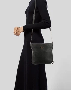 Tory Burch Ivy Leder wandelbare Schultertasche schwarz erweiterbar Crossbody - Bild 1 von 14