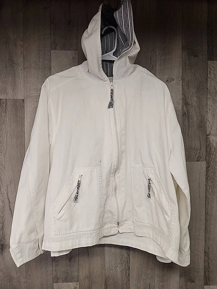 Chaqueta con capucha y cremallera para mujer Dressbarn talla XXL - blanca Foto 1 de 4