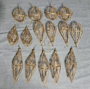 Lote De 15 Adornos De Vacaciones De Alambre Retorcido De Colección Oro 3D Spindal Bola Lágrima Gota - Imagen 1 de 7