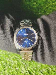 Vintage HMT Janata Mechanical Hand-Winding Watch Blue Dial 17 Jewels Para Shock - Bild 1 von 7