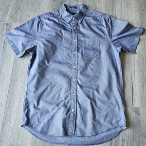 Gant The Oxford Men's Short Sleeve Shirt Size L 41/42 Regular Blue Denim Look - Picture 1 of 9