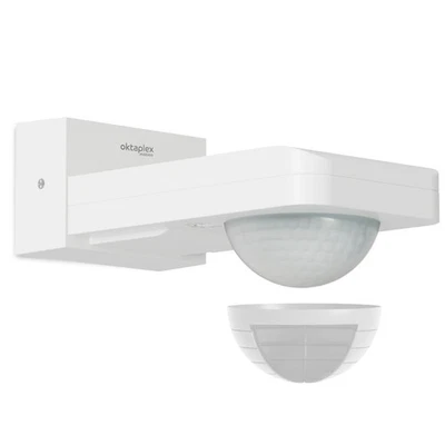 Oktaplex Tea Détecteur de Mouvement Extérieur 360 degrés Blanc orientable IP6... - Photo 1/4