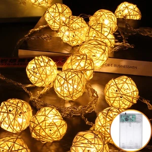 20LED Rattan Ball String Lights Romantic Decorative Fairy Light For Outdoor I - Picture 1 of 9