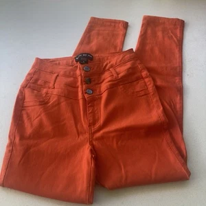 Body By US Girls Stretchy Orange Jeans Size M 26x26 Rayon Nylon Spandex - Picture 1 of 12