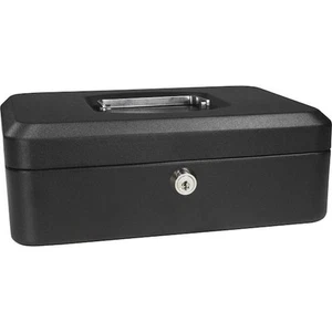 0.05 cu. ft. Steel Cash Box Safe with Key Lock, Black - Picture 1 of 7