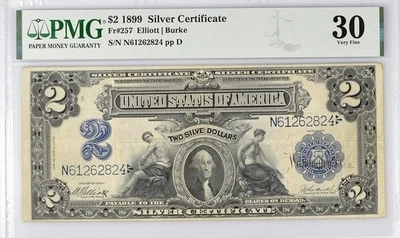 1899 $2 "Mini Porthole" Silver Certificate Note.Fr-257 PMG-30 - Image 1 of 2