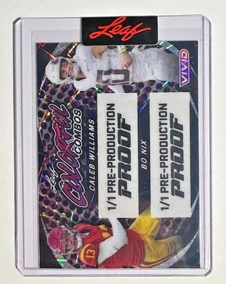 Combos coloridos de folha de metal Caleb Williams Bo Nix 1/1 prova de pré-produção - Imagem 1 de 2