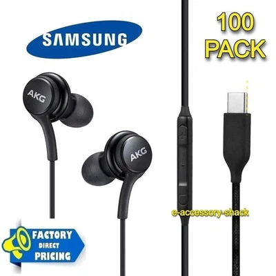100 Pack USB-C Earbuds Earphones Stereo Braided Cable OEM Original Samsung AKG - Image 1 of 4