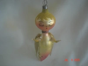 SCHÖNER Vintage TSCHECHOSLOWAKEI MUNDGEBLASENER QUECKSILBER GLAS ENGEL mit FOLIE FLÜGEL ORNAMENT - Bild 1 von 9