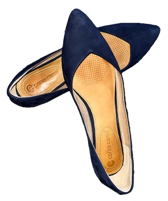 Corso Como Shoes 6.5 M Blue Suede Julia Flats Pointed Toe Slip On Ballerina - Image 1 of 4
