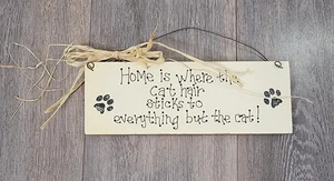 Insegna da parete umorismo proprietario gatto decorazione casa casa 10"x3,75"x1" stampe zampe - Foto 1 di 6