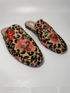 INC Damenschuhe Leopard Blumen bestickt flache Schuhe echtes Kalbshaar Pantoletten 10,5 - Bild 1 von 17