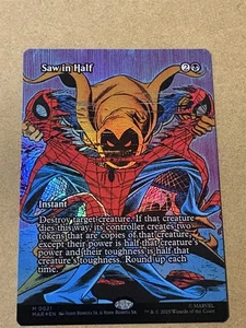 mtg borderless foil Saw in Half full art card, Marvel Spiderman set, unplayed - Picture 1 of 1