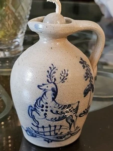 Lampada a olio renna blu cobalto smaltata sale Rowe Pottery Works 1992 alta 6" - Foto 1 di 8
