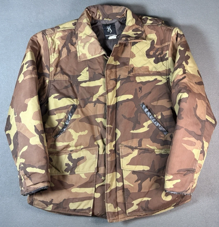 Vintage Browning Goose Down Puffer Camo Jacket Camouflage Coat Size Large 90s - Image 1 of 4