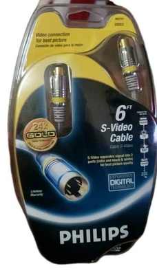 New Phillips S-Video Cable M62791 24K Gold Plated Connector 6 Foot Long - Image 1 of 4