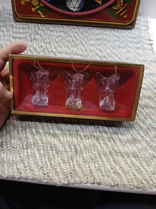 Juego de 3 adornos navideños GORHAM Full Lead Crystal ANGEL con caja original - Imagen 1 de 10