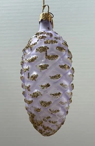 Vintage Dept 56 Glass Pinecone Glitter Christmas Ornament Poland - Picture 1 of 7