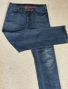 Pantalones de mezclilla Robert Graham para hombre talla 34x33 clásicos Yates azul lavado elástico logotipo - Imagen 1 de 18