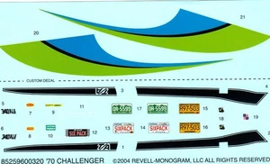 Dodge Challenger T/A 1970 1/24 Revell Waterslide hoja de calcomanías paquete 340 de seis - Imagen 1 de 1