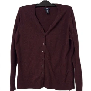 GAP Burgundy Cardigan Sweater with Ribbed Knit Texture Size XL - Picture 1 of 4