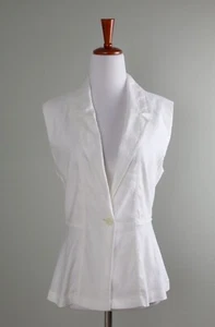CHICO'S NWT $89 Linen Alabaster Vest Jacket Top Size 1 US 8 / 10 / Medium - Picture 1 of 6