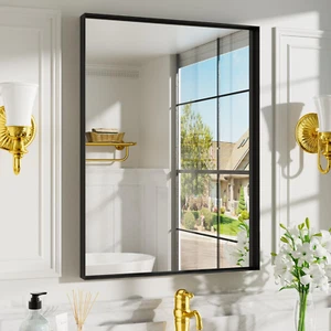 Black Vanity Wall Mirror, 22X 30 Inch Rectangular Bathroom Mirrors for over Sink - Picture 1 of 8
