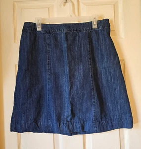 Basic Editions Women's Size Large Dark Blue Denim skirt with back elastic waist - Picture 1 of 6
