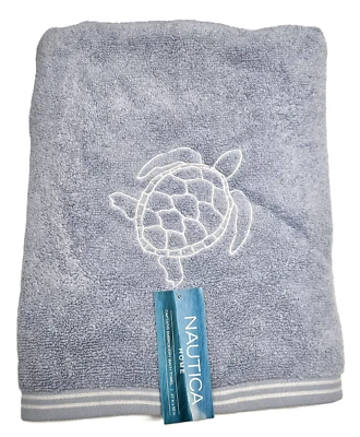 NAUTICA CAPITANES AZUL BORDADO TORTUGA ALGODÓN BAÑO, MANO O TOALLA DE DEDO Foto 1 de 3