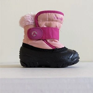 Kamik Pink Snowbug Winter Boots Size 5 Toddler Waterproof Faux Fur - Picture 1 of 9