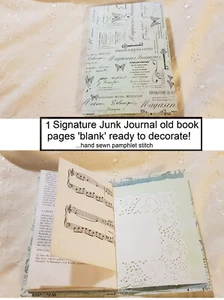 Junk Journal Notebook Handmade Book Sewn Ready To Decorate -Green -Aust - Picture 1 of 17
