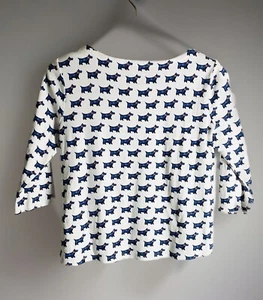 Charter Club Womens Top Size Large Petite Blue Scotties 100% Supima Cotton Dogs - Picture 1 of 17