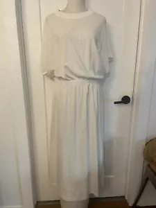 Women’s NWT H&M Creamy White Jersey T-Shirt Midi Dress Elastic Waist Size XL - Picture 1 of 8