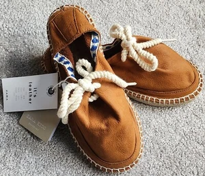 ZARA - Kids Unisex Lace-up Brown Suede Leather Espadrille Loafers (size 28) - Picture 1 of 15