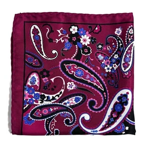 Silk-Like Maroon Paisley Pocket Square (Handmade) - Picture 1 of 4