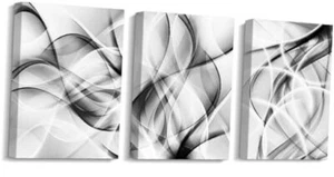 Abstract Canvas Wall Art for Living Room Decor, 3 Panels 16x24 Inchx3pcs Black - Picture 1 of 7