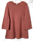 J Jill Sweater Womens L Mauve Pink Long Chevron Knit 3/4 Bell Sleeves A Line