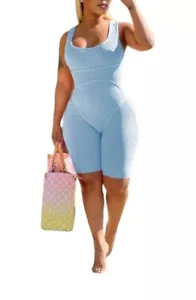 Our Women's Cami Rib Knit Rompers, Featuring A Vest Design S-XXL Are Available - Picture 1 of 13