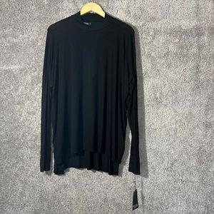Michael Lauren Berger Shirt Womens Medium Black Long Sleeve Mock Neck Thumbhole - Picture 1 of 10