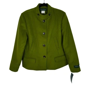 Harve Benard Women’s Size 14 Green 100% Wool Coat Button Front Long Sleeve - Picture 1 of 10