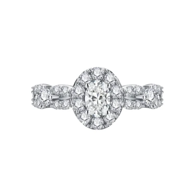 Excelente anillo ovalado de diamantes creado en laboratorio de oro blanco de 18 quilates VVS1 D 2 quilates pase de prueba Foto 1 de 4